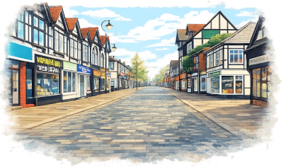 Charming high street in Northwich centre